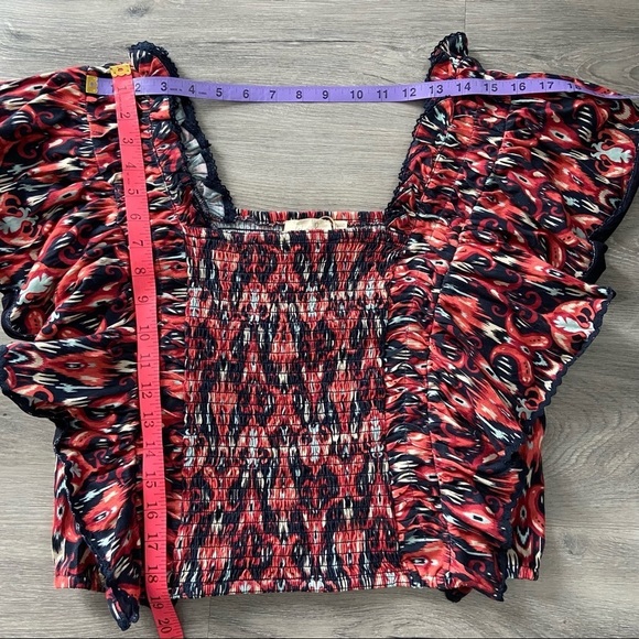 Anthropologie Let Me Be Smocked Crop Top in Red/orange and Navy NWT- Sz S, M & L - Picture 14 of 15